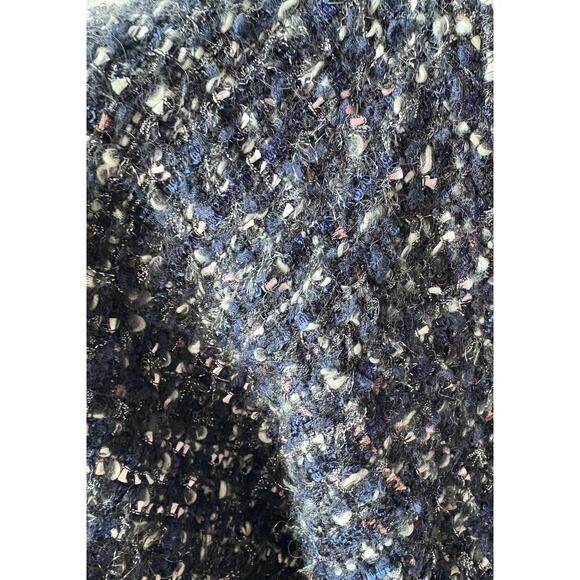 Women’s M Maison 123 Paris Tweed Cropped Zip Jacket Black Blue Metallic - Picture 4 of 6